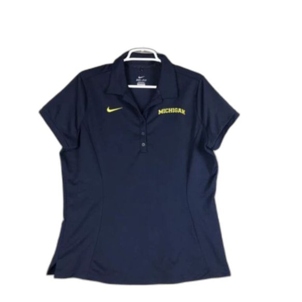 Nike Michigan WOMEN'S SIZE XXL Dri-Fit Navy Blue Polo Shirt Top